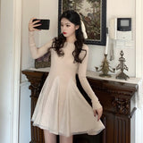 Yipinpay Sweater Dress Women 2023 Winter Casual French Vintage Evening Party Knit Dress Female Long Sleeve One-piece Dress Korean