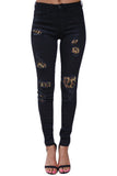 Yipinpay sale women's ripped leopard print jeans Fashion stretch Skinny denim pencil pants Street casual hipster jeans S-2XL