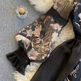 Yipinpay High Quality Elegant Party Dress Women Korean Design Long Sleeve A-line Dress 2024 Spring Mesh Embroidery Flower Dress