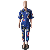 Yipinpay New Style Brand Fashion Hip Hop Style Women Jumpsuit Special Letter Turn Down Collar Half Sleeve Romper Jumpsuit