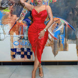 Yipinpay Women Plain Spaghetti Strap Slit Ruched Maxi Dress Bodycon Dress  Sexy Dress for Women