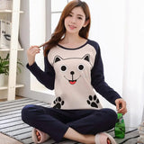 Yipinpay Winter New Long-Sleeved Pajamas Women's Casual Sleepwear Cute Cartoon Nightwear Women's Home Clothes Casual Nightgown