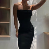 Yipinpay Sexy Spaghetti Strap Long Dress Women Summer Bandage Bodycon Dresses 2023 Female Black Sleeveless Night Party Vestidos