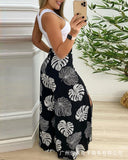 Yipinpay autumn women's printed Split Leg Pants Set