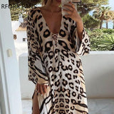 Yipinpay Women Dress Cheetah Print Lace-up High Slit Maxi Dress Maxi Dress for Women