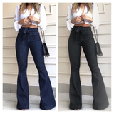 Yipinpay Flared Pants for women High Waist lace-up Jeans casual Trousers Female spring and autumn clothing S-2XL Drop Shipping