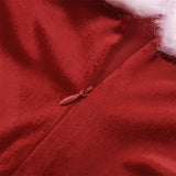 Yipinpay Miss Claus Dress Women Christmas Fancy Party Sexy Santa Off Shoulder Outfits Warm Ladies Velvet A-Line Short Dress