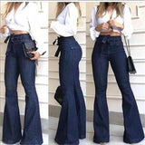 Yipinpay Flared Pants for women High Waist lace-up Jeans casual Trousers Female spring and autumn clothing S-2XL Drop Shipping