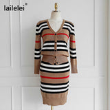 Yipinpay Piece Knit Set Women Skirt Cardigan Suit Short Sets For Winter Outfits Abrigos Mujer Elegante Korean Clothes Moda Feminina 2