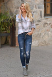 Yipinpay sale woman ripped jeans fashion trendy stretch slim denim jeans street casual pencil pants S-2XL drop shipping