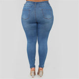 Yipinpay size clothing XL-5XL women's ripped jeans high waist skinny denim jeans casual pencil pants high quality wholesale price
