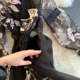 Yipinpay High Quality Elegant Party Dress Women Korean Design Long Sleeve A-line Dress 2024 Spring Mesh Embroidery Flower Dress