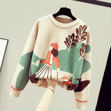 Yipinpay Women's spring and autumn knitted sweater girls Western fashion slim casual cotton