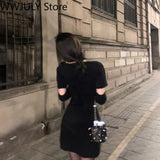 Yipinpay Spring Black Bodycon Dress Women Long Sleeve Vintage Sexy Dress Office Lady Evening PartyOne Piece Dress Korean Fashion
