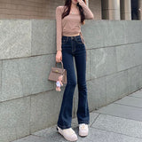 yipinpay Vintage High Waist Women Skinny Straight Jeans Sense of Design Streetwear Korean Fashion Mom Denim Trouser Flare Pants