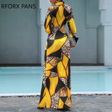 Yipinpay Women Cheetah Print Colorblock Twisted High Slit Shirt Dress Maxi Bodycon Dress  Elegant Party Dress