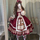 Yipinpay Sweet Girl Lolita Set Women Dress Patchwork Red Dress with Cloak Cute Female Kawaii Cosplay Japanese Dress