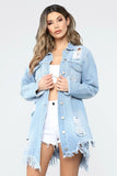 Yipinpay Ripped Denim Coat Casual Long Denim Jacket Trendy Tassel Jeans Windbreaker Spring / Summer Clothing S-3XL