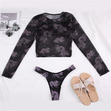 Yipinpay Pieces Thong Bikini 2023 Sexy Women Swimsuit Female Swimwear Bikini Set Thong Long Sleeve Bathing Suit Swimming Suits