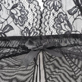 Yipinpay Newest Women Sexy Lingerie Lace Dress See Through Mesh High Split Long Exotic Dresses Short Sleeve Nightwear Deep V