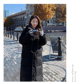 yipinpay Womens Parka Length Jacket Baggy Winter Thicken Warm Korean Fashion Casual Mom Hooded Oversized Puffer Coat Bubble Outwear