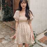 Yipinpay Collar Chiffon Floral Dress Kawai a Line Vestido Boho Black Mini Vestidos Verano 2023 Korean Retro Cute Harajuku