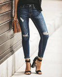Yipinpay sale woman ripped jeans fashion trendy stretch slim denim jeans street casual pencil pants S-2XL drop shipping