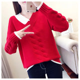 Yipinpay Women's Sweaters Knitting Pullover 2024 New Autumn Winter Casual Loose Striped V-neck Knitted Sweater Female Pullovers Tops
