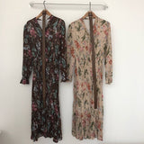 Yipinpay Chiffon Floral Dress Maxi v Neck Long Sleeve Flower Retro Elegant Korean Summer Beach Vestidos Primavera Verano 2023