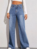 Yipinpay New High Waist Loose Jeans For Women Fashion Casual Denim Wide Leg Pants Street Casual Trousers Global Drop Shipping