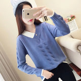 Yipinpay Women's Sweaters Knitting Pullover 2024 New Autumn Winter Casual Loose Striped V-neck Knitted Sweater Female Pullovers Tops