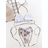 Yipinpay Women Swimsuit 2023 Micro Bikini Snakeskin Swimwear For Women Bathing Suit Beachwear Brazilian Bikini Set Swimming Suits