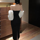 Yipinpay Vintage Long Dress Women Sexy Backless Split Evening Party Dress Female Winter One Piece Y2K Bodycon Christmas Dress New