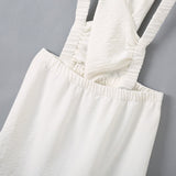 Yipinpay Cross White Tank Dress Women Casual Sleeveless Mini Dress Summer Chic Round Collar High Waist Flared A-Line Dress 2023