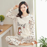 Yipinpay Winter New Long-Sleeved Pajamas Women's Casual Sleepwear Cute Cartoon Nightwear Women's Home Clothes Casual Nightgown