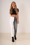 Yipinpay New White and Grey Stitched Jeans For Women Fashion High Waist Denim Straight Pants Street Trendy Trousers S-2XL Drop ship