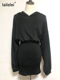 Yipinpay Sweatshirt Knitted Dress Mini Black Long Sleeve Cotton Winter Vestido Corto Casual Korean Harajuku Fall 2023 Robe Femme