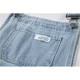 yipinpay Pants Women's Suspender Jeans 2023 Spring Plus Size Streetwear Baggy Braces Pants Vintage Blue Mom Denim Braces Trouser
