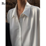 Yipinpay Stylish Oversized White Shirts Women Single-breasted Loose Casual Vintage Blouses And Tops Female Long Sleeve Blusas