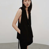 Yipinpay long waistcoat Women Elegant suit West Spring Sleeveless jackets Upper garments Office Dame Slender vest 2023 new