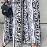 Yipinpay Women Pants Black & White Abstract Patterns Print Wide Leg High Waist Pants for Women 2023