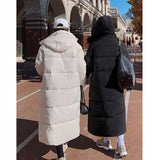 yipinpay Womens Parka Length Jacket Baggy Winter Thicken Warm Korean Fashion Casual Mom Hooded Oversized Puffer Coat Bubble Outwear