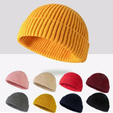 Yipinpay New Knitted Hats For Women Skullcap Men Beanie Hat Winter Retro Brimless Baggy Melon Cap Hi pop Fisherman Beanies Hats Men