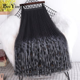 Yipinpay 2023 Women's Vintage High Waist A Line Pleated Long Skirts Leopard Printed Casual Streetwear Harajuku Skirt Female