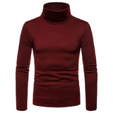 Yipinpay Winter Tops Fashion Mens Casual Slim Fit Basic Turtleneck Knitted Sweater High Collar Pullover Male Double Collar M-2XL
