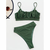 Yipinpay Women Swimsuit Female Swimwear 2023 Bikini High Waisted Bikini Set Push Up Bathing Suit Ruffle Swimming Suit Beachwear Swimsuit