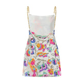 Yipinpay Women's Casual Chain Suspender Dress Fashion Sequined V-neck Backless A-line Short Dress 911