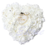 Yipinpay Jewelry Case Heart-shape Rose Flowers Ring Box Romantic Wedding Ring Bearer Pillow Cushion Holder Valentine's Day Gift 2023