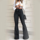 Yipinpay Flared Pants for women High Waist lace-up Jeans casual Trousers Female spring and autumn clothing S-2XL Drop Shipping