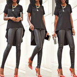 Yipinpay Fashion Sexy Women Ladies Loose Chiffon Tops Short Sleeve Shirt Casual Irregular Solid Color Summer Blouse Tops S-5XL Size